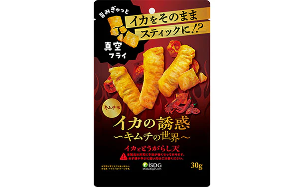 「イカの誘惑 イカ&唐辛子天ぷら キムチ味」30g - Image 2