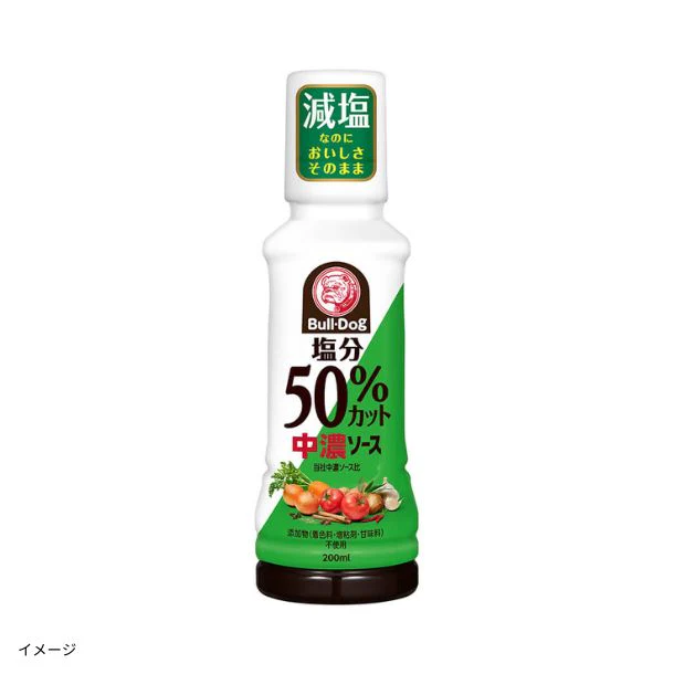 ブルドックソース「塩分50%カット 中濃ソース」200ml